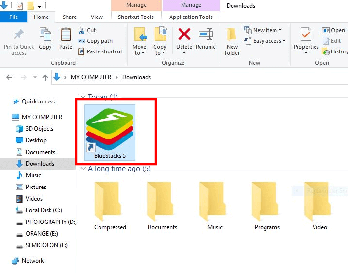 BlueStacks exe file open