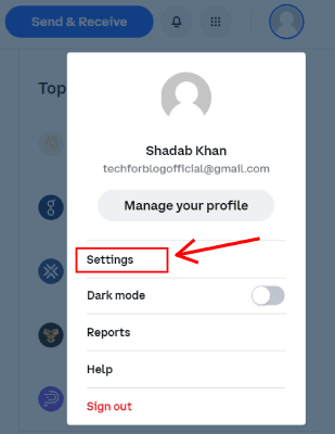 How to Permanently Delete Coinbase Account - Best Guide 1 Coinbase settings option
