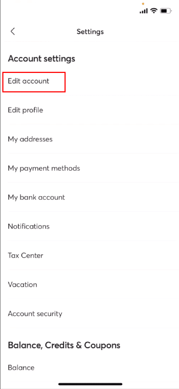 Delete Mercari Account by App