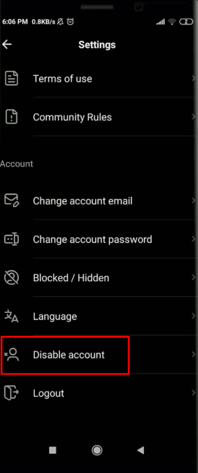 How to Disable or Delete Taimi Account 4 Delete Taimi account