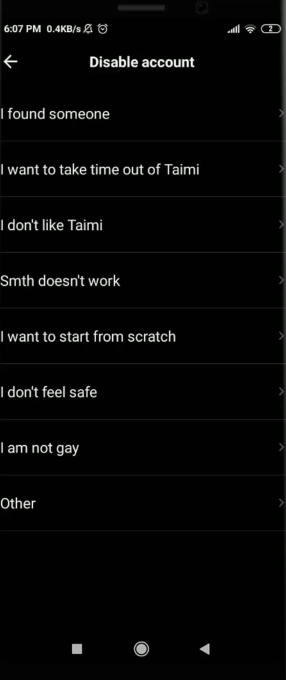 How to Disable or Delete Taimi Account 5 Delete Taimi account