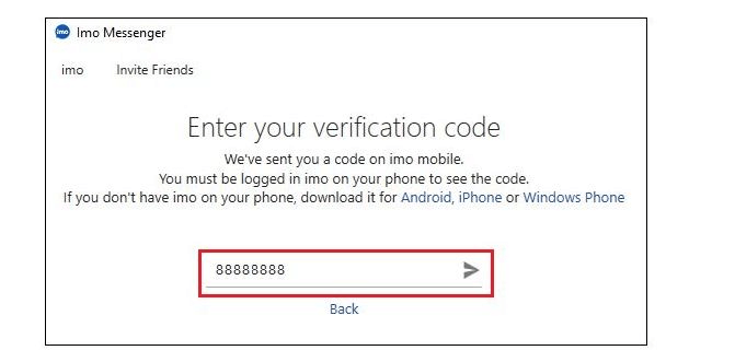 How to Download Imo For PC Windows and macOS 7 Enter IMO verification code