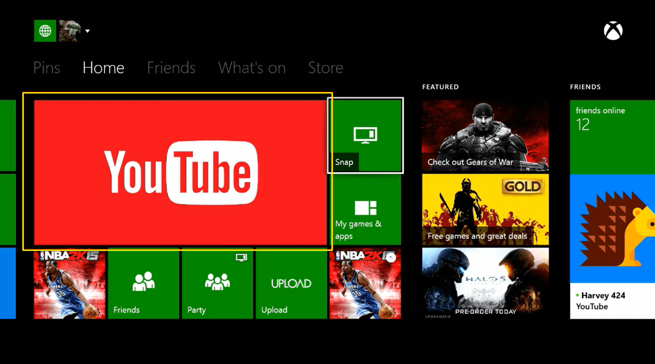 How to activate youtube on Xbox