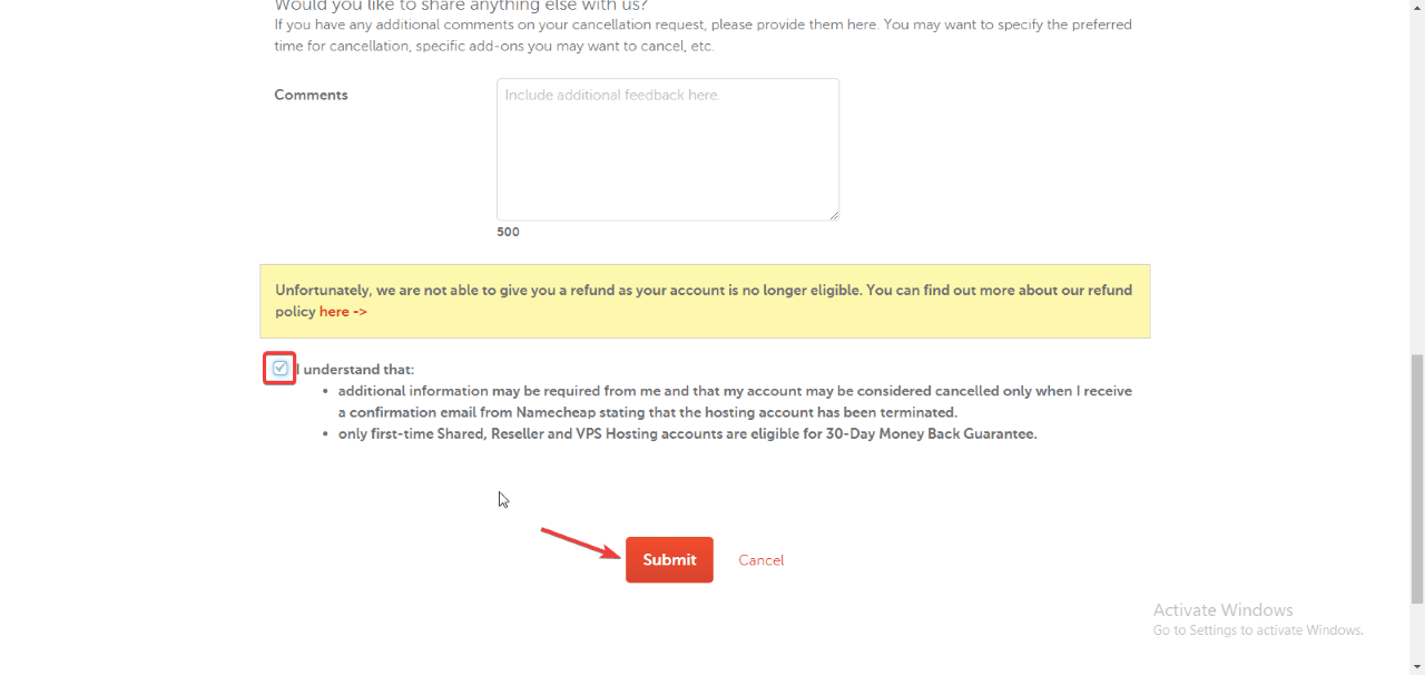 How to Delete NameCheap account Completely 10 How to cancel the hosting service