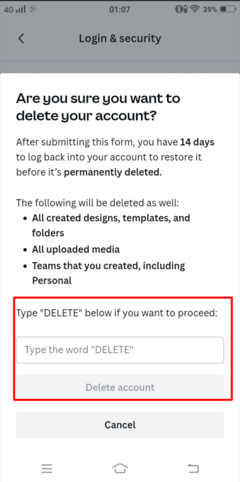 How to Delete Canva Account Successfully 10 How to delete Canva account via the app
