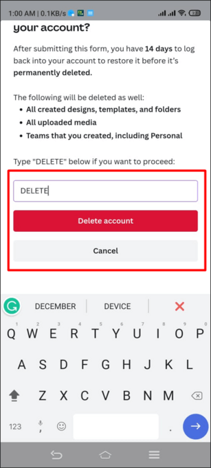 How to Delete Canva Account Successfully 11 How to delete Canva account via the app