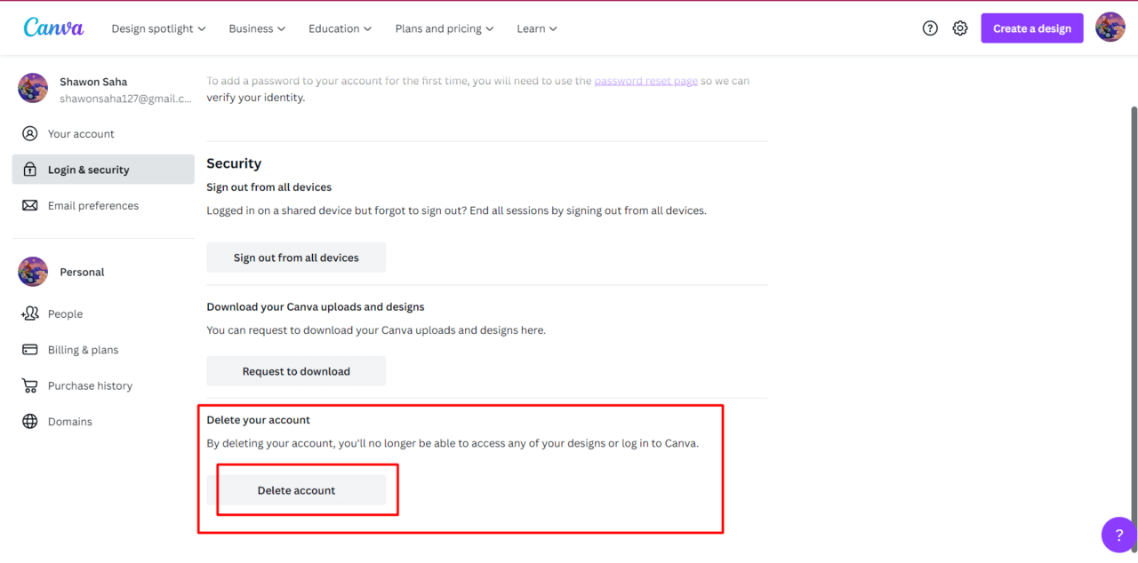 How to Delete Canva Account Successfully 4 How to delete Canva account via the website