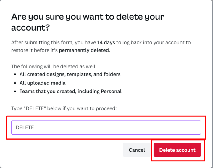 How to Delete Canva Account Successfully 5 How to delete Canva account via the website
