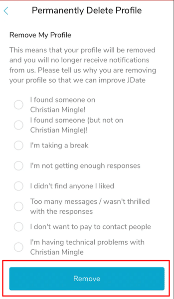 How To Delete Christian Mingle Account 3 How to delete Christian Mingle account via the app 3
