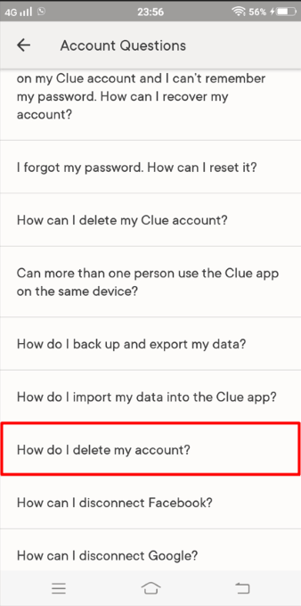 How to Completely Delete Clue Account 4 How to delete Clue account via the app