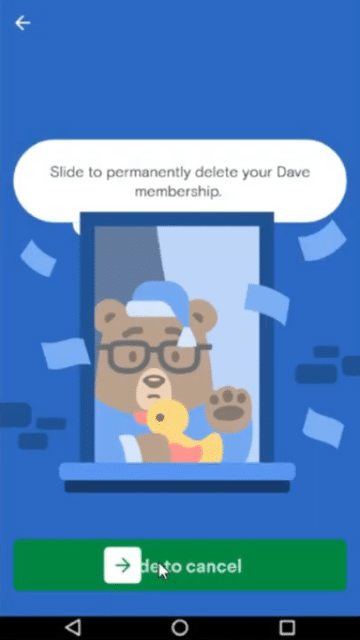 How to delete Dave account through app