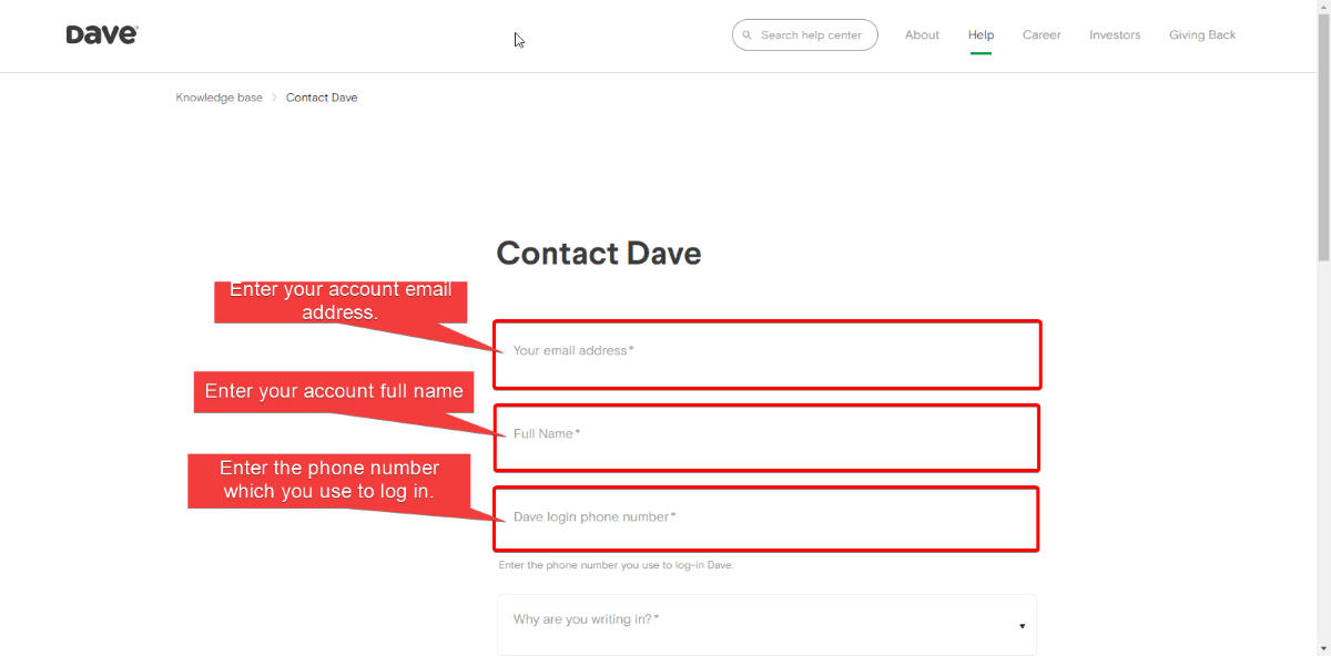 How to delete Dave account through website