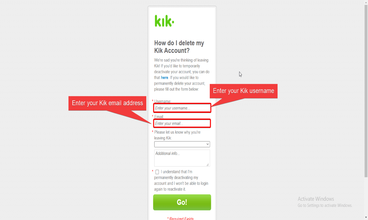 How to delete Kik account