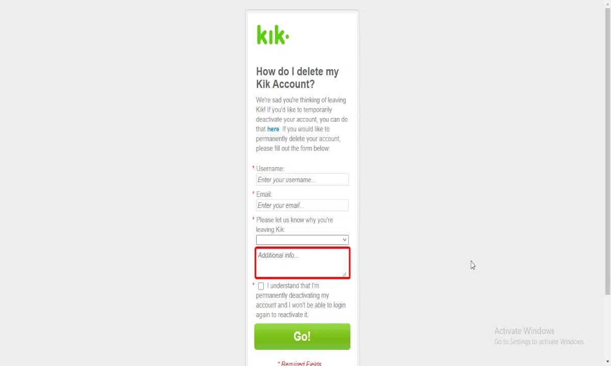 How to delete Kik account