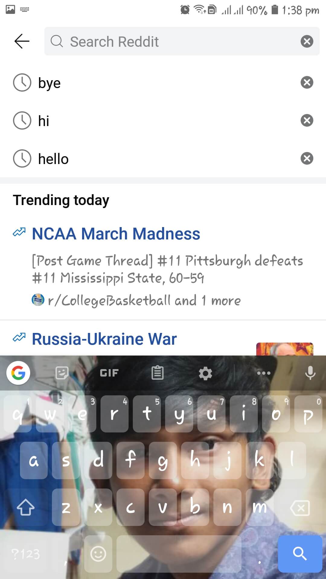 Deleting Reddit search history on mobile phone