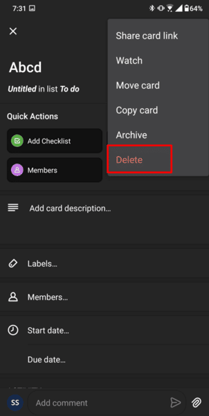 How to delete board in Trello via the app 6