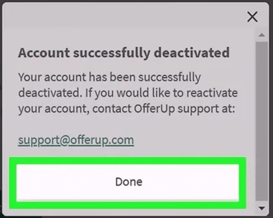 how to deactivate or delete OfferUp account