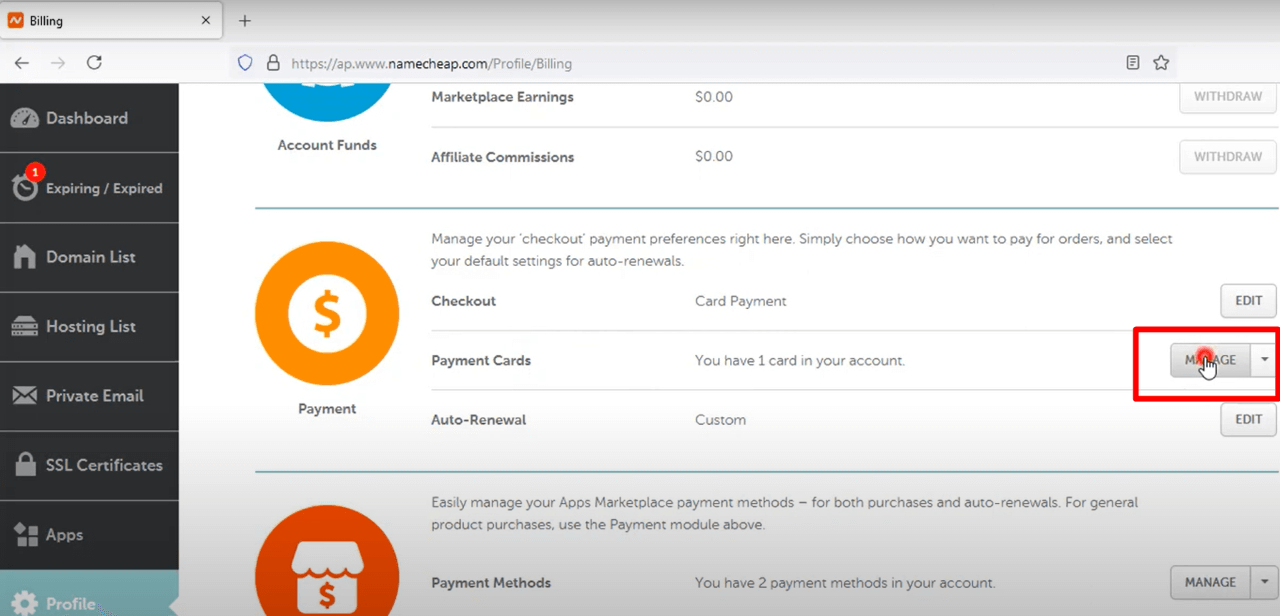 How to Delete NameCheap account Completely 20 How to remove saved cards