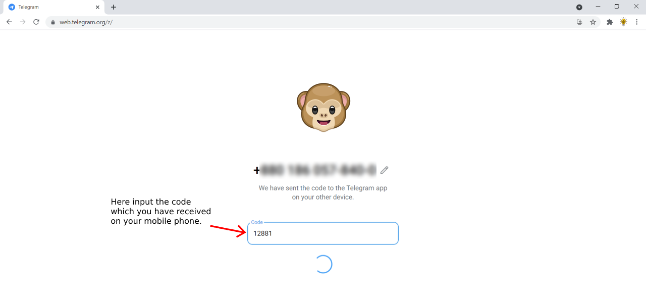How to use Telegram Web on Windows PC and macOS 2 Input the sign in code for Telegram Web