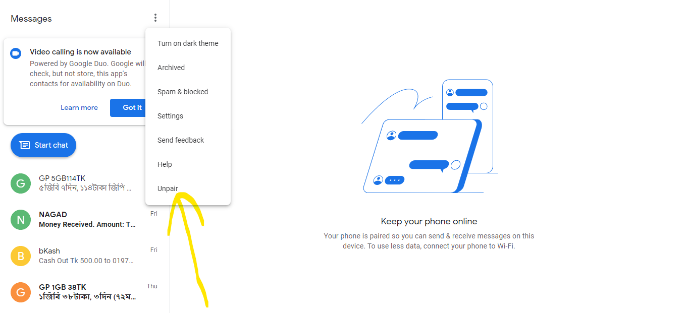 How to use Google Messages for Web on PC 7 Log Out of Google Messages for Web