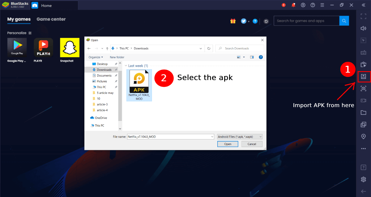 Netflix App For PC – Download on Windows 11/10/8/7 PC and macOS 6 Netflix Mod apk import in Bluestacks