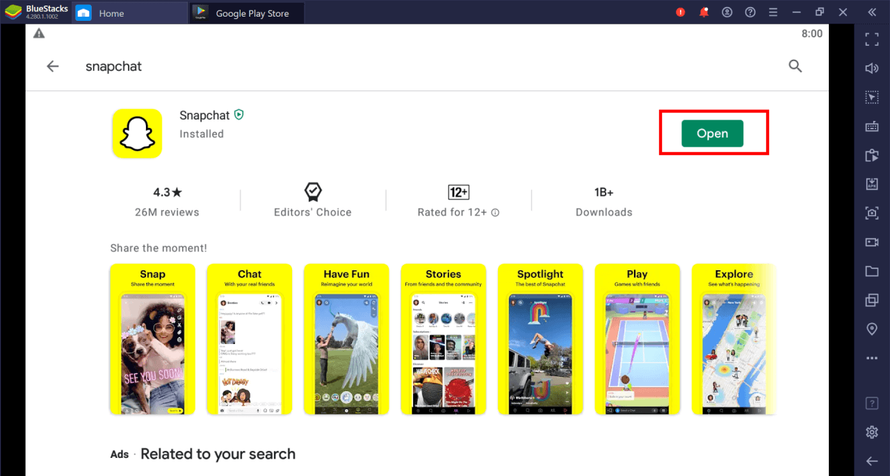 How to Download BlueStacks For PC on Windows 11/10/8/7 4 Open Snapchat app after the install on BlueStacks
