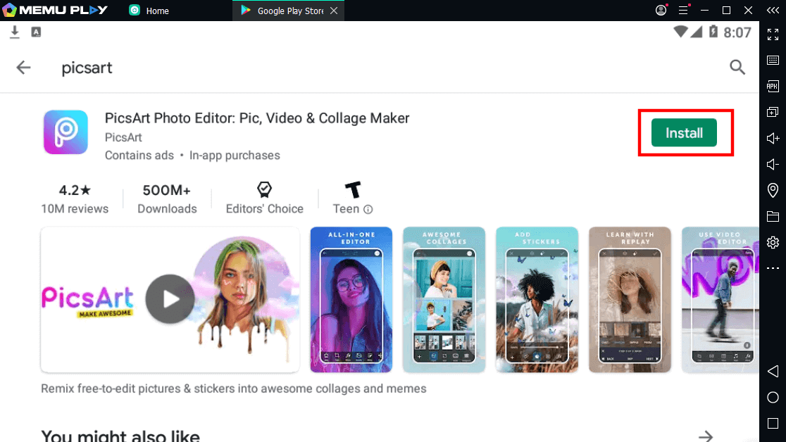 PicsArt For PC – Download For Windows 11/10/8/7 and macOS 10 PIcsArt install on MEmu