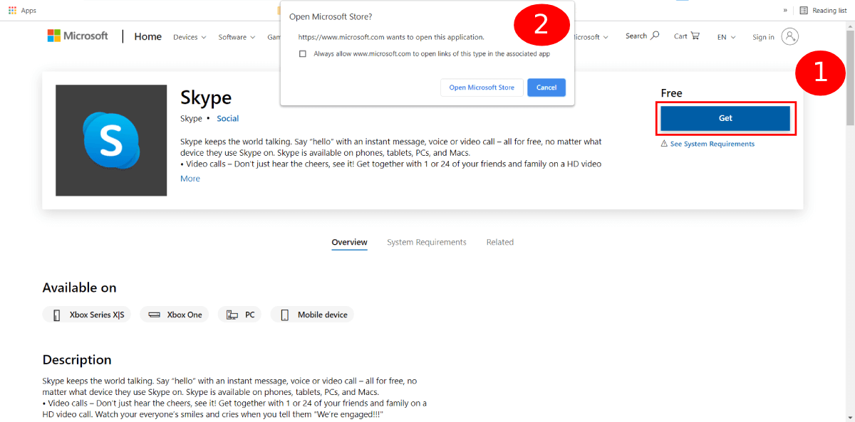 How to Download and Install Skype for PC Windows and macOS 7 Skype app open Microsoft store to install
