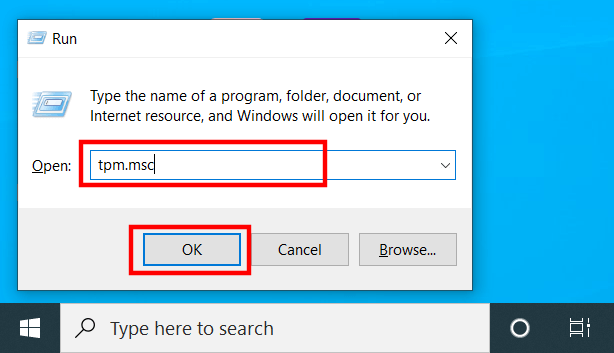 TPM chip check use windows run function