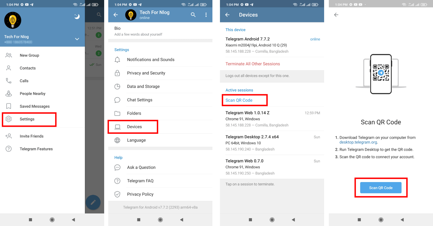 How to use Telegram Web on Windows PC and macOS 4 Telegram Web Login by QR code from mobile app