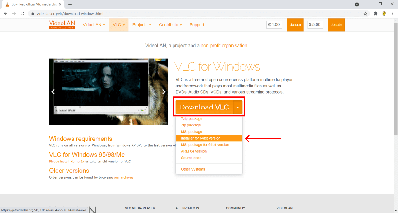 VLC for pc download page