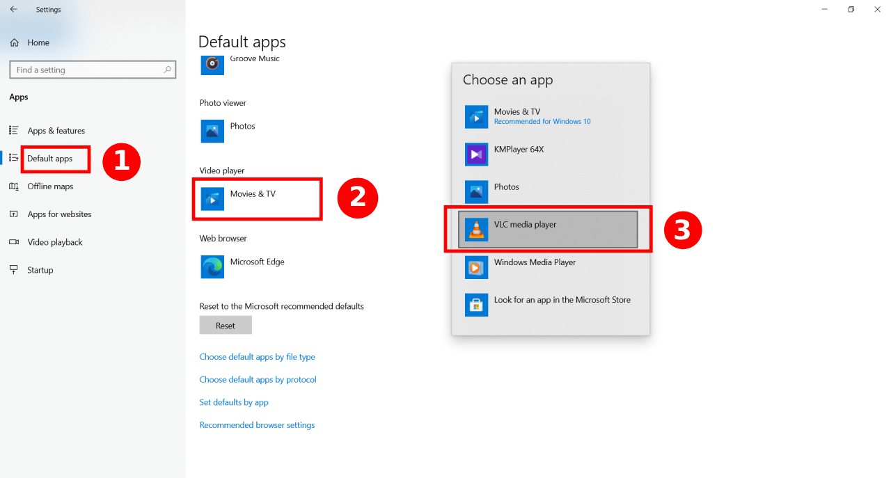 How to Make VLC the Default Media Player in Windows 10? 3 choose the VLC media player as a default video play