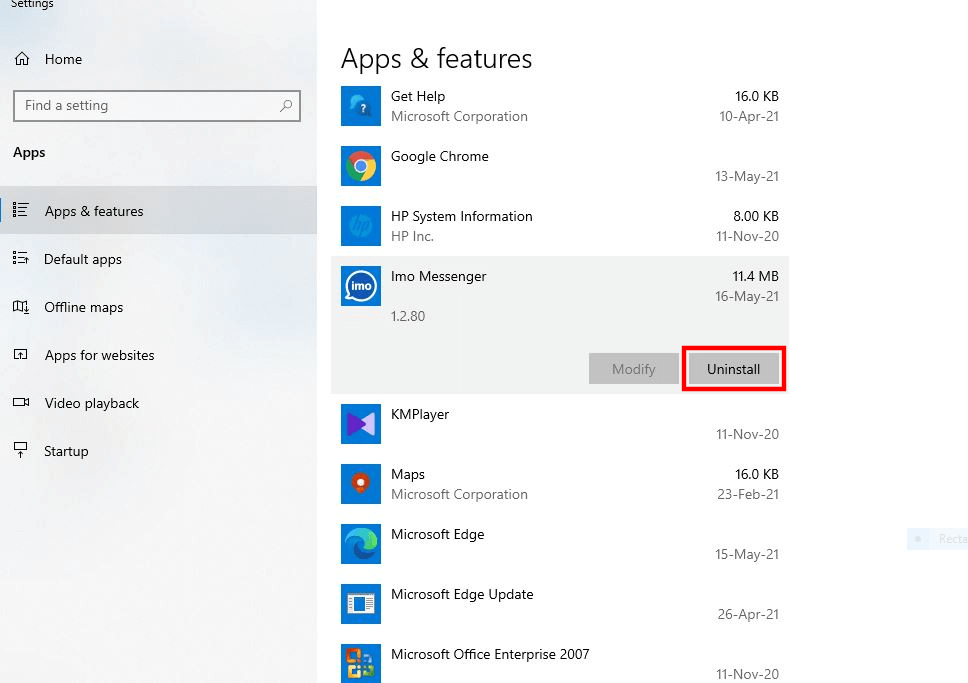 How to Download Imo For PC Windows and macOS 8 click IMO app Uninstall button