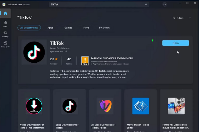 download and install TikTok on Windows 10