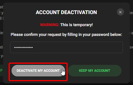How do deactivate Loyalfans account