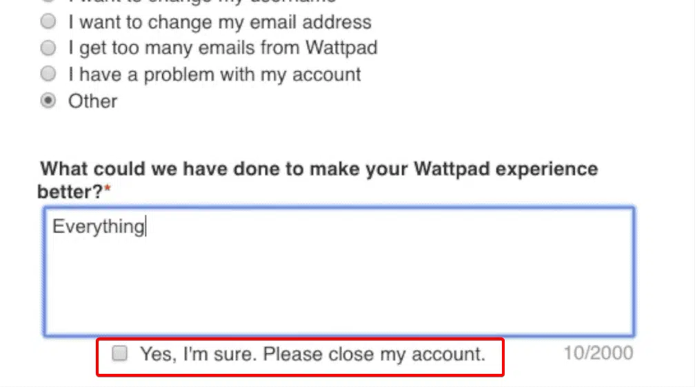 how to delete wattpad account