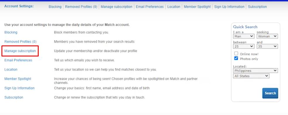 How to Delete Match Account? - Working ! 4 match Manage Membership page